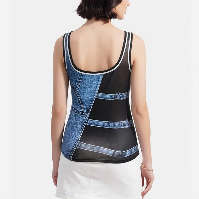HKSH Women Vest Sexy Hot Girl Contrast Color Patchwork Trendy Fashion Ins Sleeveless Pullover Sheath Tank Top New Summer HK24174