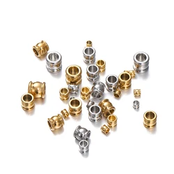 10pcs 4/6/8/10mm Stainless Steel Gold Color Big Hole Spacer Beads for DIY Jewelry Beads Craft Bracelet Necklace Accessories