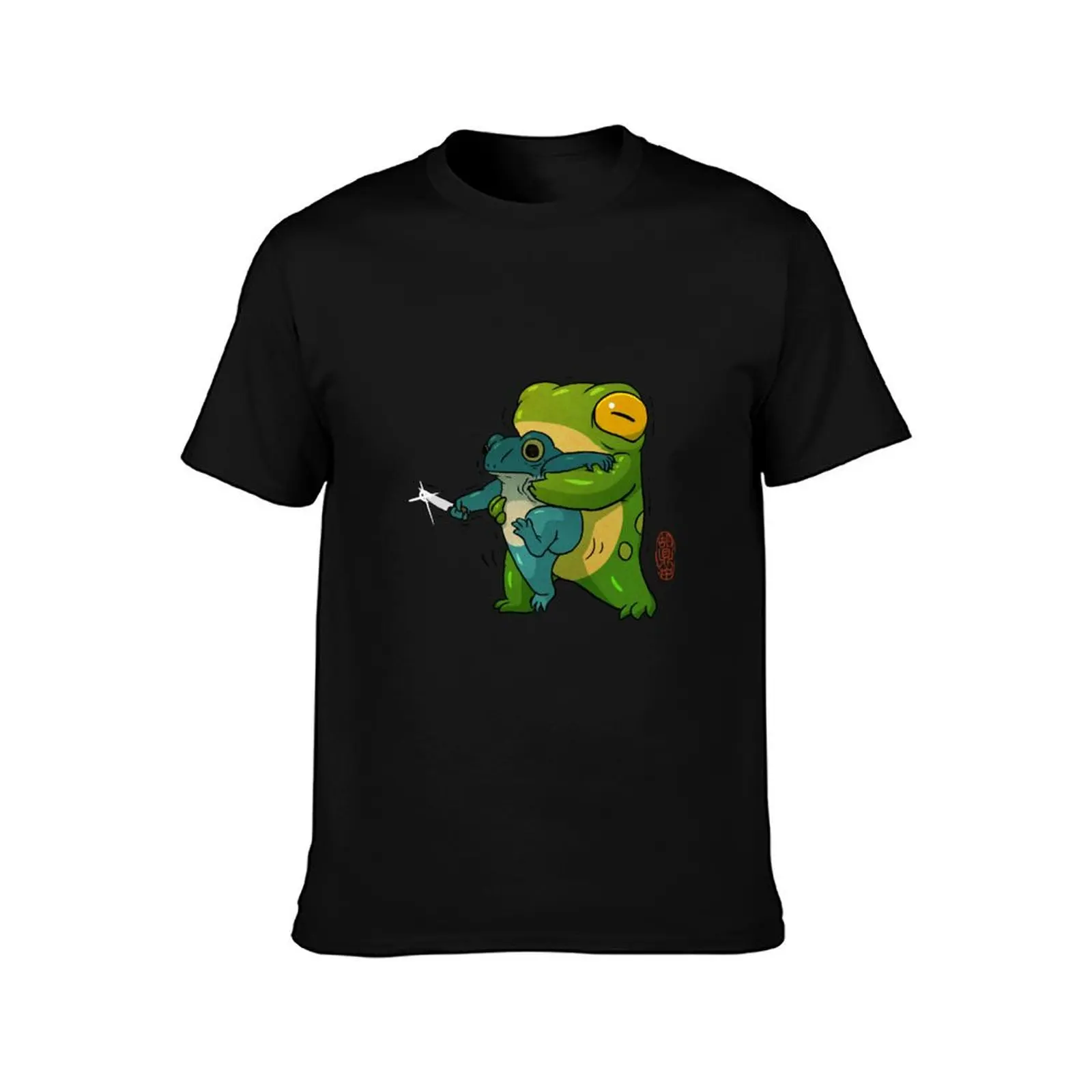 cute stabby frog being held back let it go bro artwork asian style T-Shirt baggy shirts graphic tee shirt mens champion t shirts