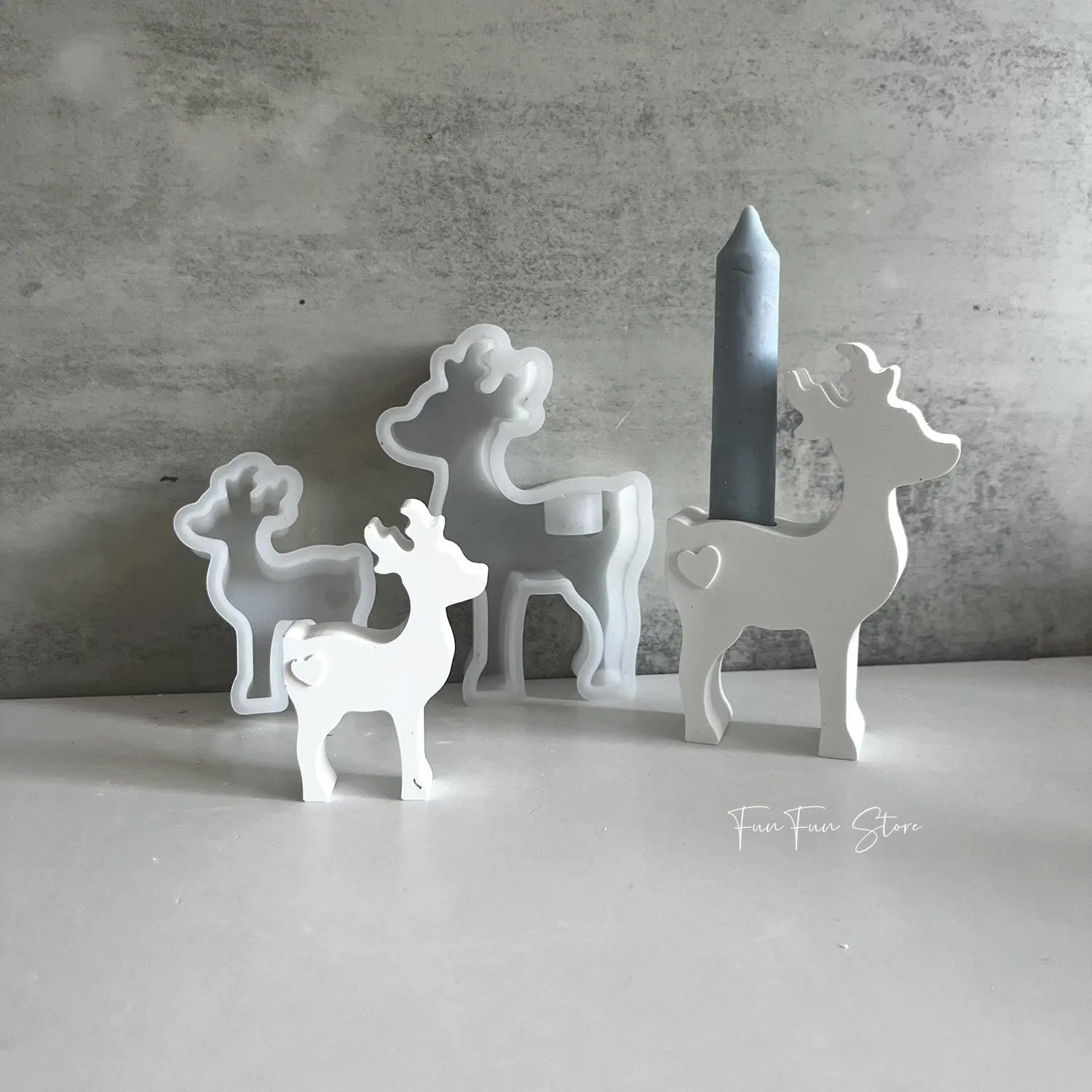 Two Sizes Christmas Deer Scented Candle Silicone Mold Handmade Elk Candle Holder Decoration Plaster Drop Glue Mold Home Decor