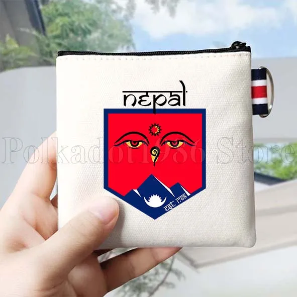 نيبال العلم خريطة بوذا عيون النيبالية الوطنية هدية قماش محفظة نسائية للعملات المعدنية حقيبة صغيرة مربع مفتاح تخزين حافظة للبطاقات القطن المحفظة الحقيبة