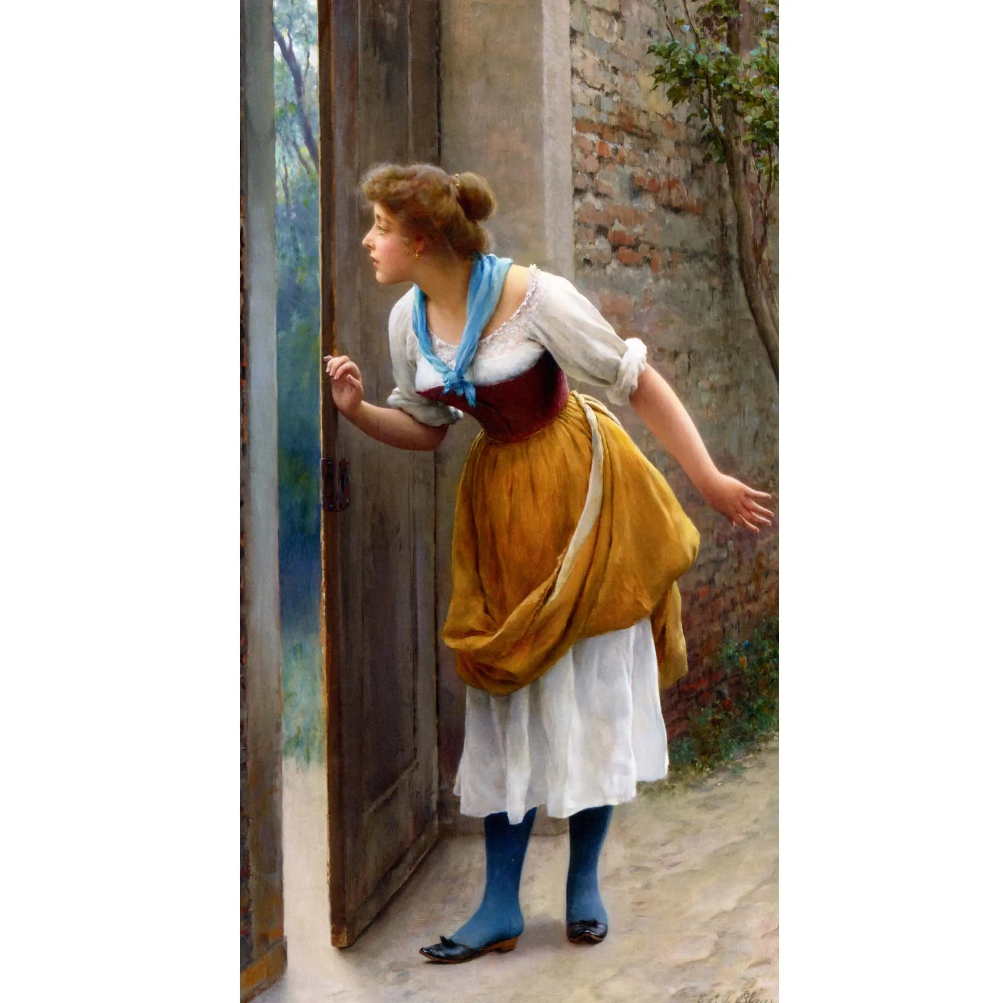 The Eavesdropper by Eugenio de Blaas Hand painted figure painting on canvas Famous oil painting replica Wall art for home