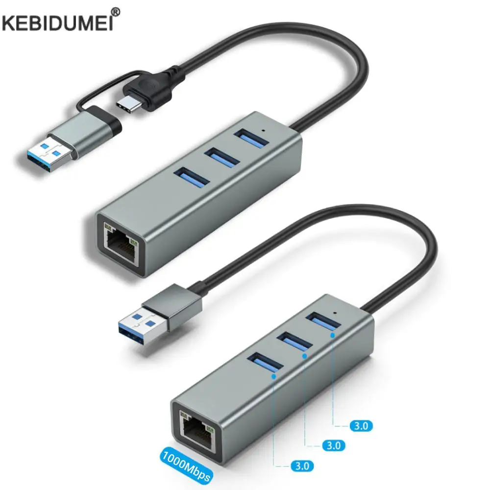 

USB-адаптер Ethernet 1000 Мбит/с, концентратор типа C, сетевая карта USB 3.0, USB-адаптер Gigabit Ethernet Rj45 для портативного компьютера MacBook