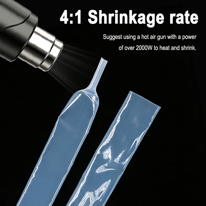 1/5m 4:1 Translucent PTFE Heat Shrinkable Tube Diameter 2mm 3mm 4mm 5mm 6mm 8mm 9.6mm High Temperature 260℃ Pipe Shrink Sheath