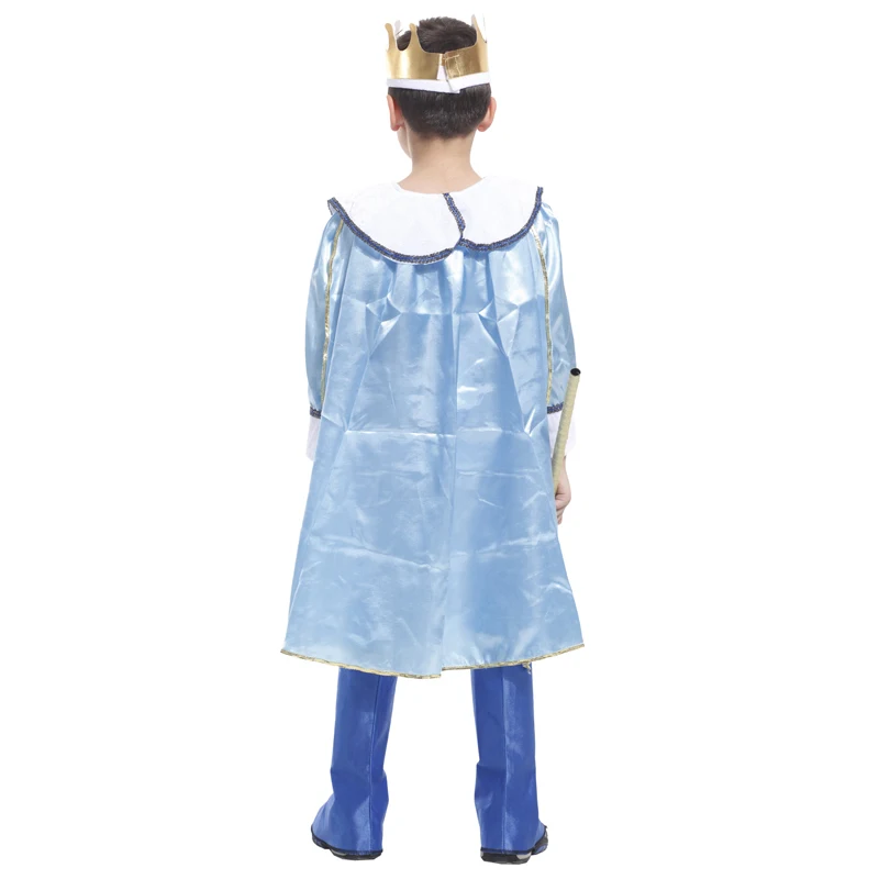 Halloween Children Fantasia Infantil Cosplay Purim Costumes The King Prince Costume with Crown