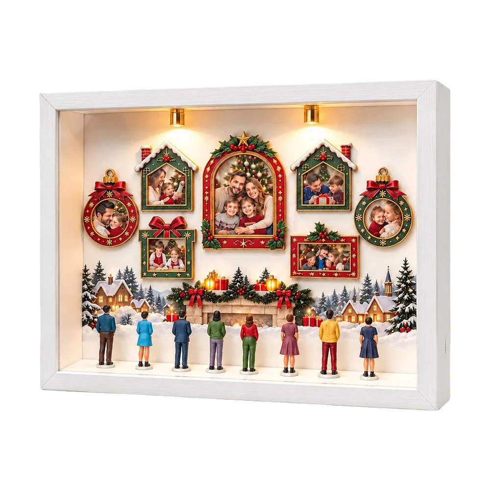 LED Light DIY Mini Museum Silhouette Box 8 Mini Figurines Miniature Desk Photo Frame Memory Display Kit