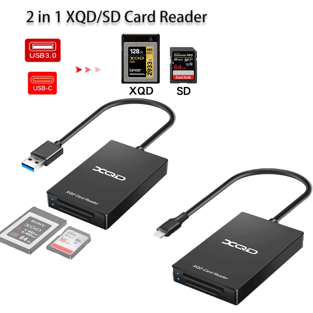 Multi-Function  XQD SD Card Reader Type-C USBC USB 3.0 Card Adapter Speed Up to 5Gbps for Sony G&M Series XQD for SD Card Reader