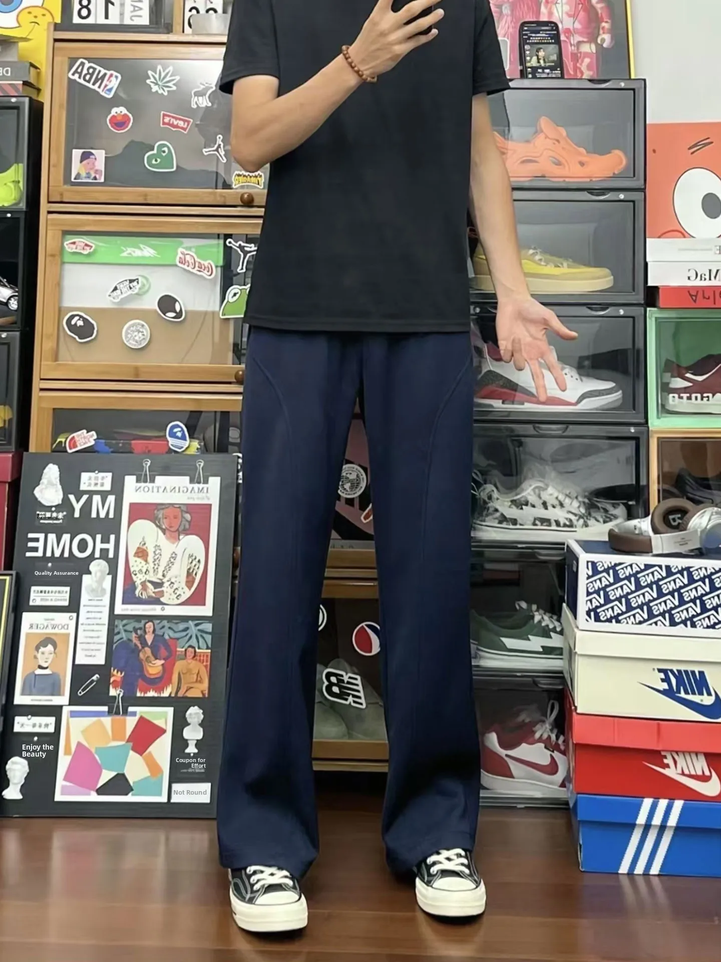 

Slim Fit American Sle Fitn Sports Pants Men's Khaki Side Cut Straight Leg Trousers Casual Loose Comfortable