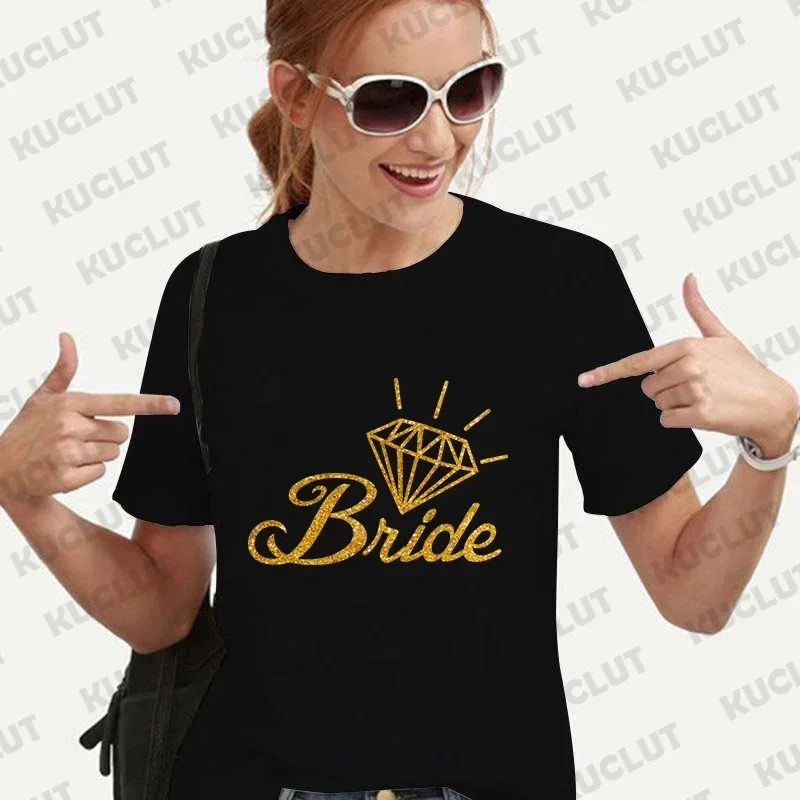 Diamond Graphic Team Bride T-shirt Wedding Bachelorette Hen Party T-Shirts Blouses Short Sleeve Tees Single Farewell EVJF Tops