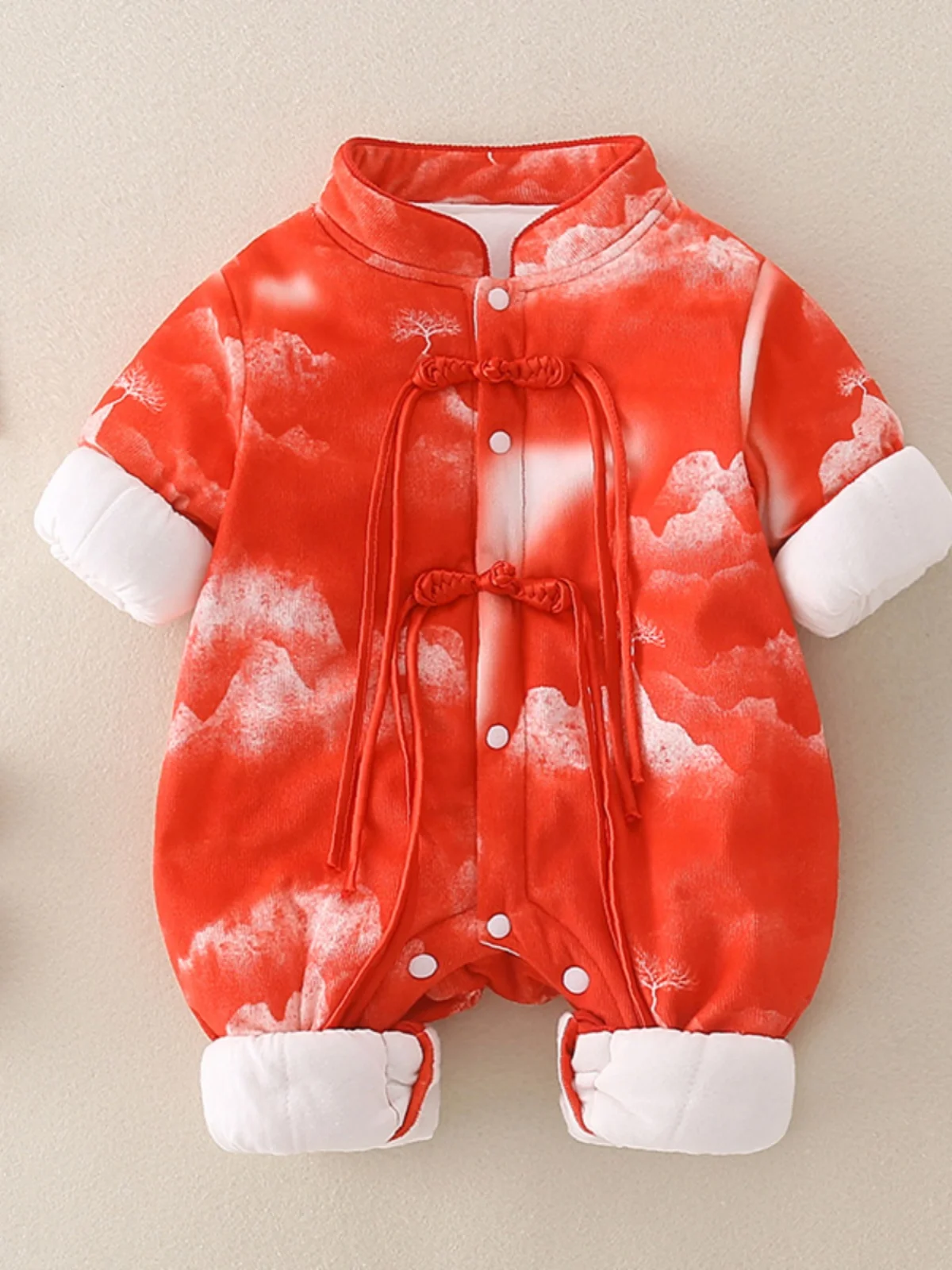 

Новый зимний костюм для новорожденных: традиционный наряд Ханьфу для мальчиков и девочек на празднование 100 дней и Нового года