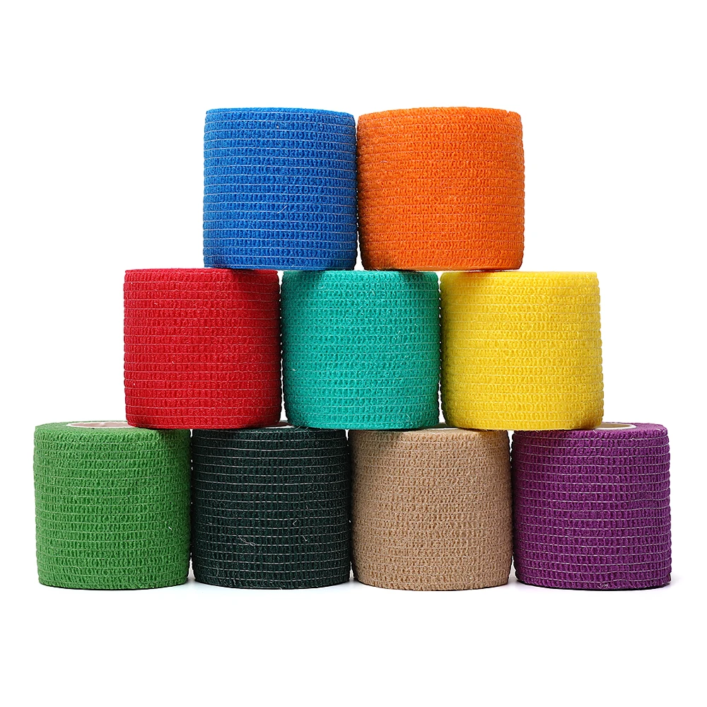 1Roll 2.5/5/10cm * 4.8m elastic bandage self-adhesive breathable elastic bandage for fixing fingers, wrists, and legs