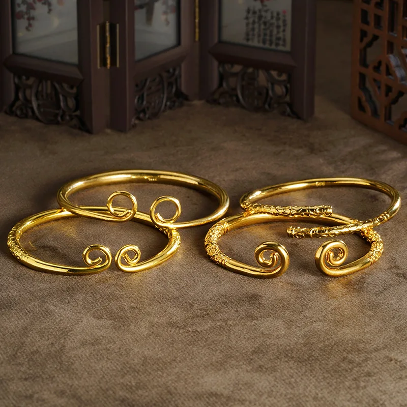 2026 Vietnamese Sand Gold Bracelet Ring Black Myth Wukong Chinese Style Golden Cudgel Tightening Curse Trendy Jewelry Accessorie