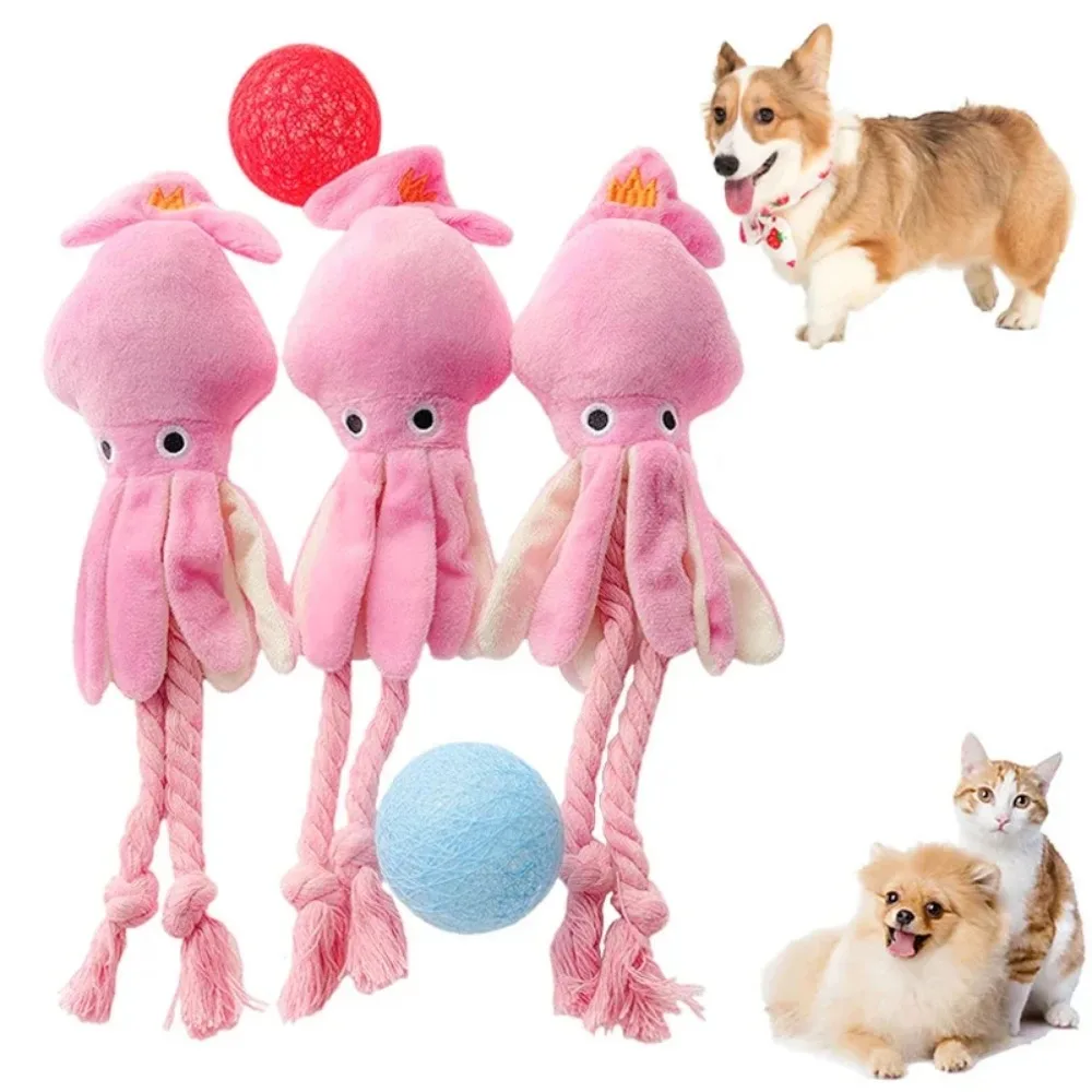 

Cats Molar Training Squeaky Toys Octopus Shape Interactive Cotton Rope Toy Dog Accessories Pet Plush Toy for Small Large Dogs