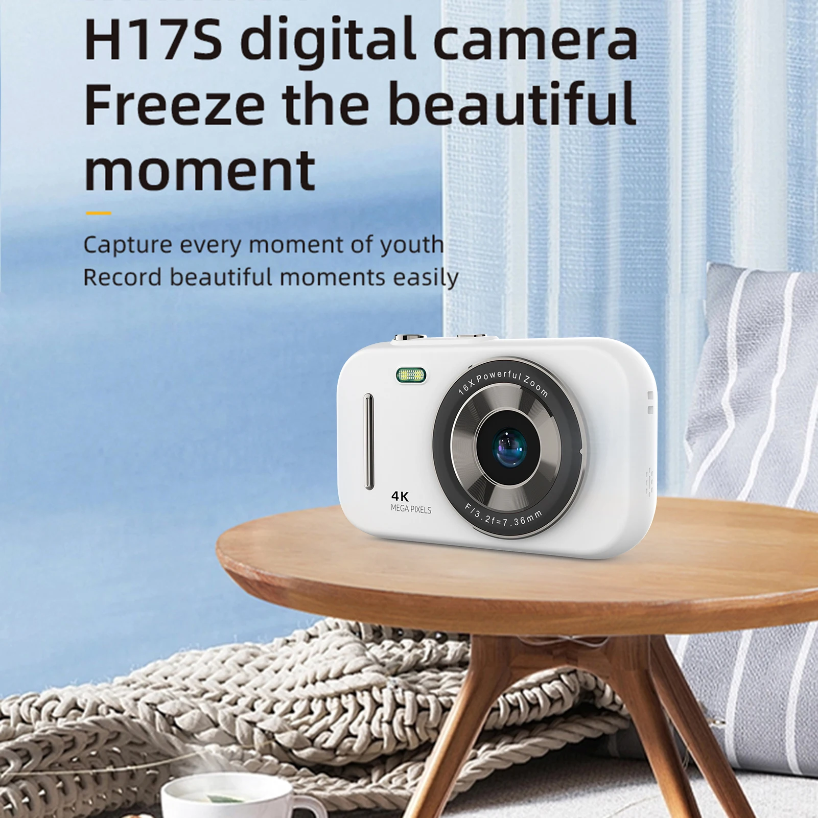 كاميرا رقمية 4K كاميرا فيديو رقمية محمولة 48 ميجابكسل 2.8 بوصة شاشة IPS 16X تكبير هدية للأصدقاء الطلاب المراهقين