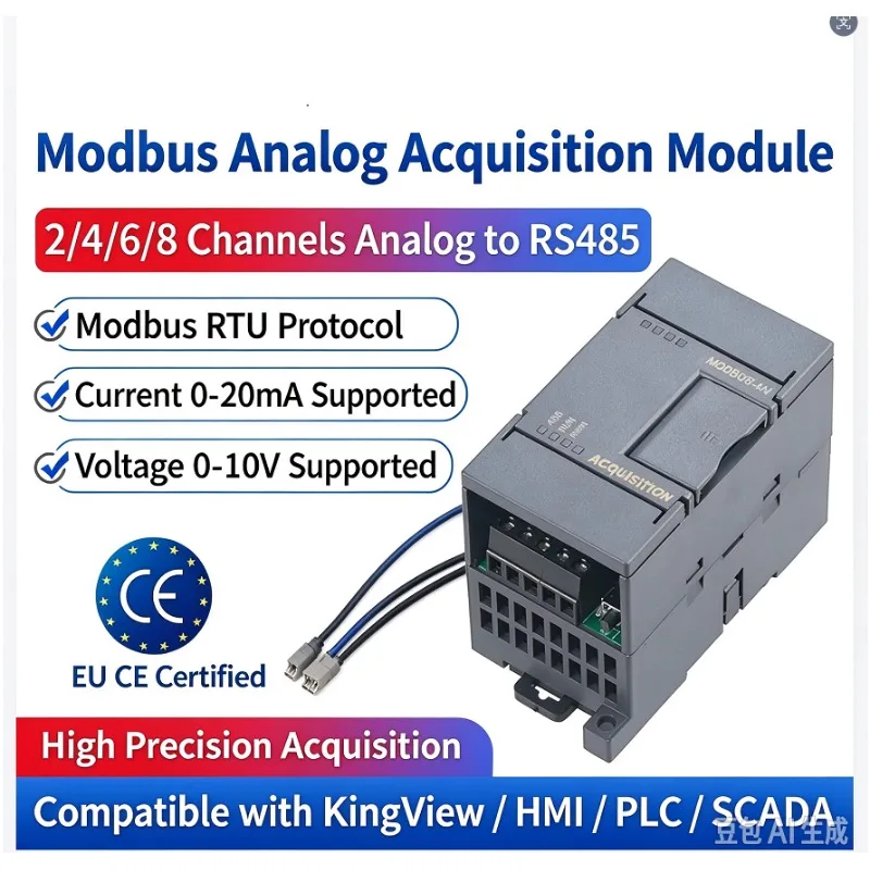 4-20ma to Rs485 Modbus Analog Quantity 2/4/8 Channel AI/AO Acquisition Module 0-10V Input and Output
