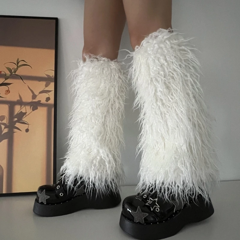 Faux Furs Leg Warmer,Warm Soft Cozy Fuzzy Leg Warmer Boot Cuffs Cover for Women Party Costumes Boot Sleeves Boot Covers