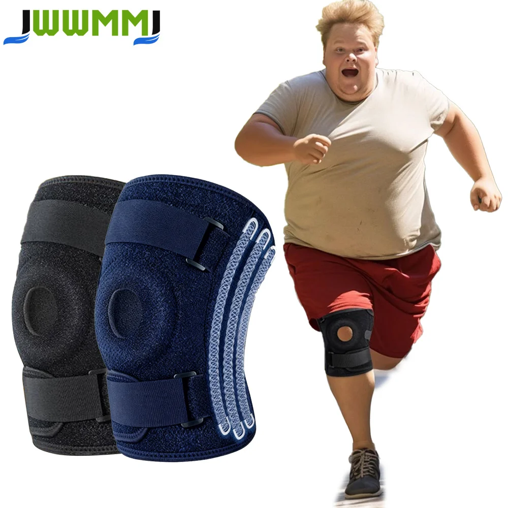 Kniebandage in Übergröße für Damen & Herren mit Seitenstabilisatoren, Patella-Kniebandage, Kniestütze für Laufen, Basketball, Workouts