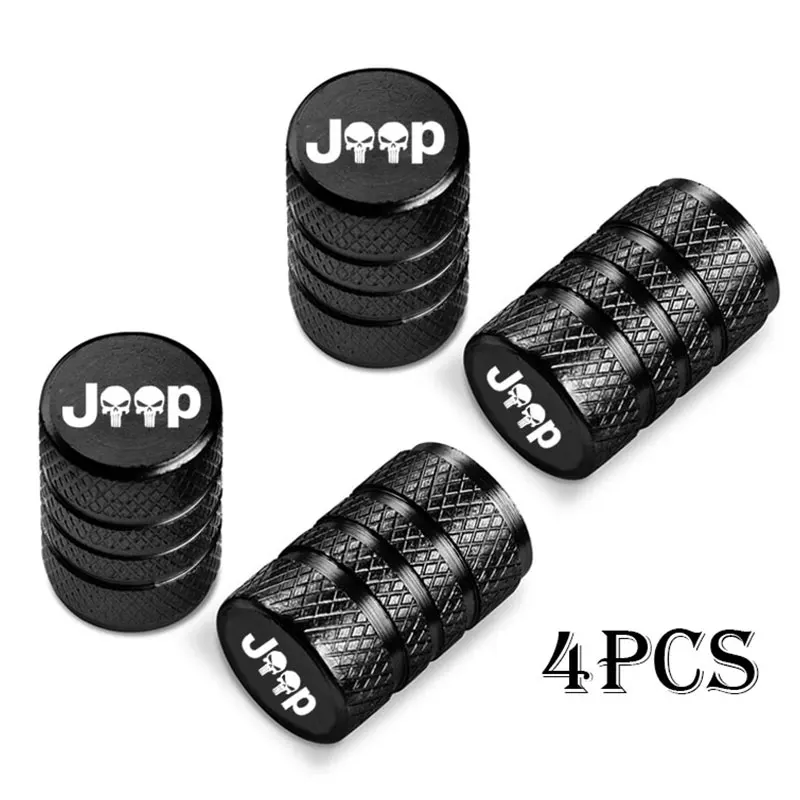 For Jeep Renegade Compass Wrangler Patriot Grand Cherokee Rubicon Car Wheel Tire Valve Caps Tyre Stem Covers Airdust Waterproof