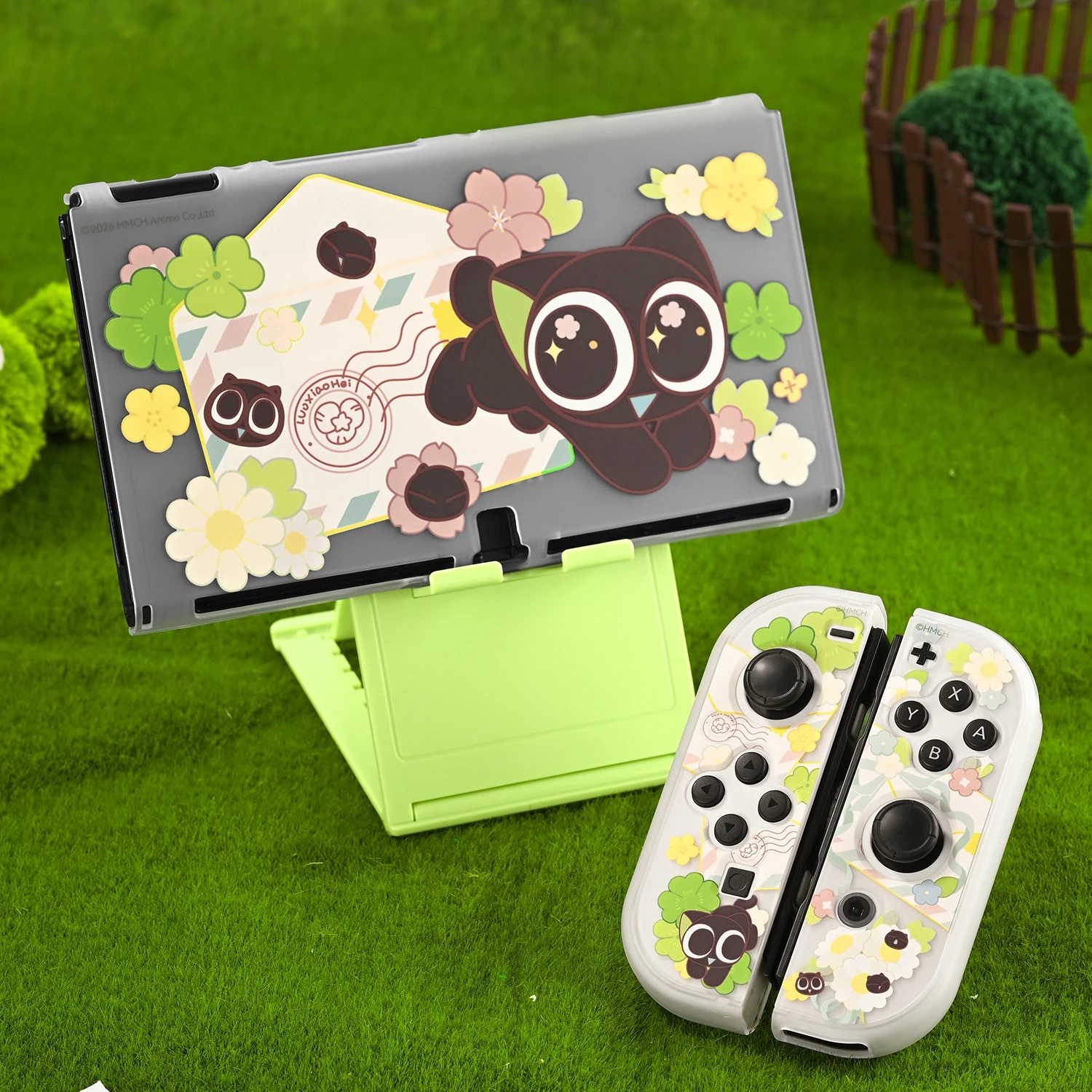 Cute Switch Oled Protective Case Semitransparent Spring Floral Console Ns2 Protective Case With Joystick Cap Gaming Accessories