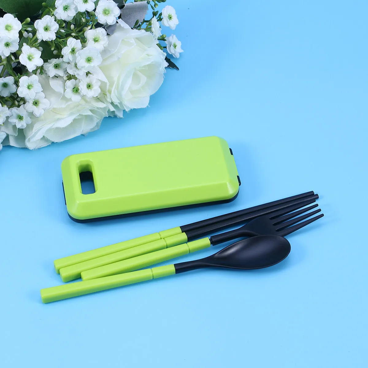 3Pcs Portable Stainless Steel Cutlery Set Foldable Spoon Chopsticks Fork Rust Free Lightweight Dinnerware for Car Camp Hike view 4