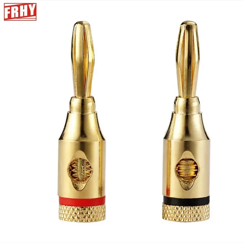 2PCS 24k Gold Plated 4mm Banana Plug for Audio Video Speaker Cable, Open Screw Type