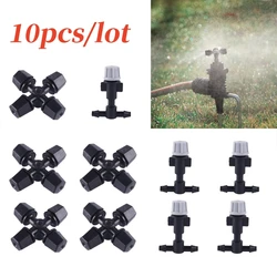 10PCS/lot Black Plastic Fog Spray Nozzle Anti-Drip Device Garden Lawn Misting Irrigation Watering Atomization Greenhouse Cooling