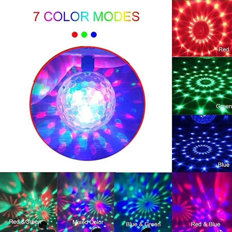 البوب USB تيار مستمر 5 فولت مزدوج الرأس ديسكو الكرة ضوء المرحلة التحكم بالموسيقى أندرويد أبل الهاتف الملونة Dj ضوء عيد الميلاد حزب ضوء الاطفال
