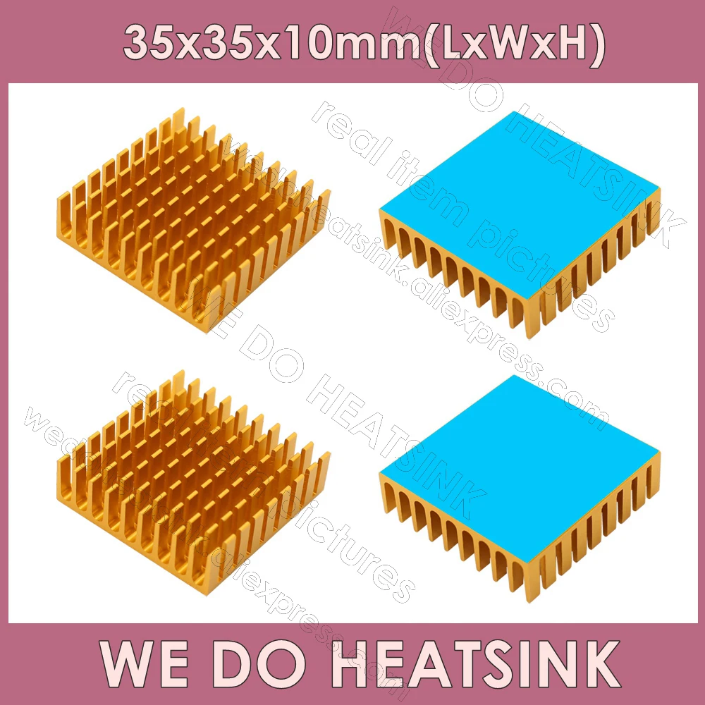 WE DO HEATSINK 35x35x10mm Without or With Thermal Pad Metal Gold Slotting Cooling Aluminum Heatsinks for Laptop PC MOD AMD LED