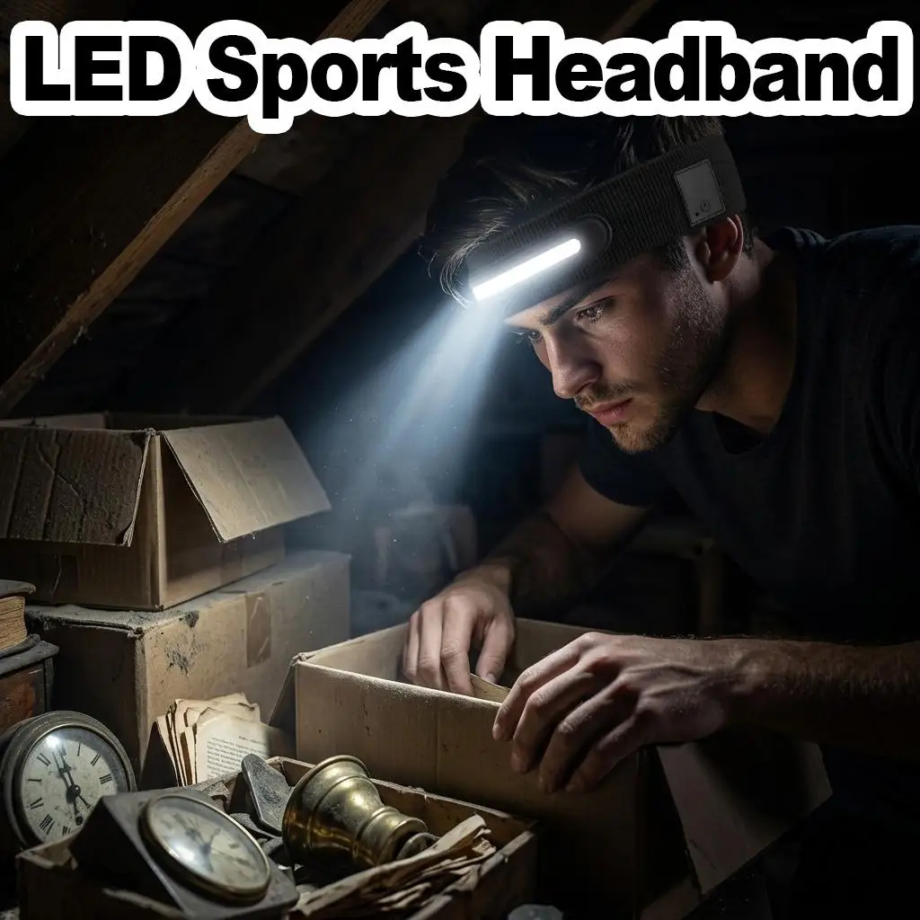 

Rechargeable Headscarf Non Slip Headband Led Lighting Black Cotton Elastic Adjustable Usb Gift Home Art Deco Room Men Gym Led