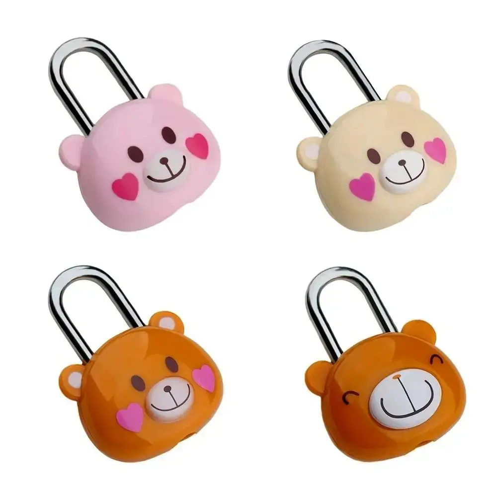 Cute Bear Luggage Padlock with 2 Keys Cartoon Mini Small Locks Backpack Cabinet Locks Journal Notebook Padlock Security Tool