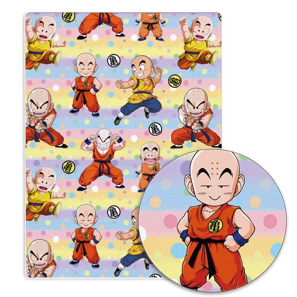 Tela de poliéster y algodón con estampado de dragon ball para niños, tejido de retales de 140x50cm con estampado de Anime para costura de vestidos de bebé