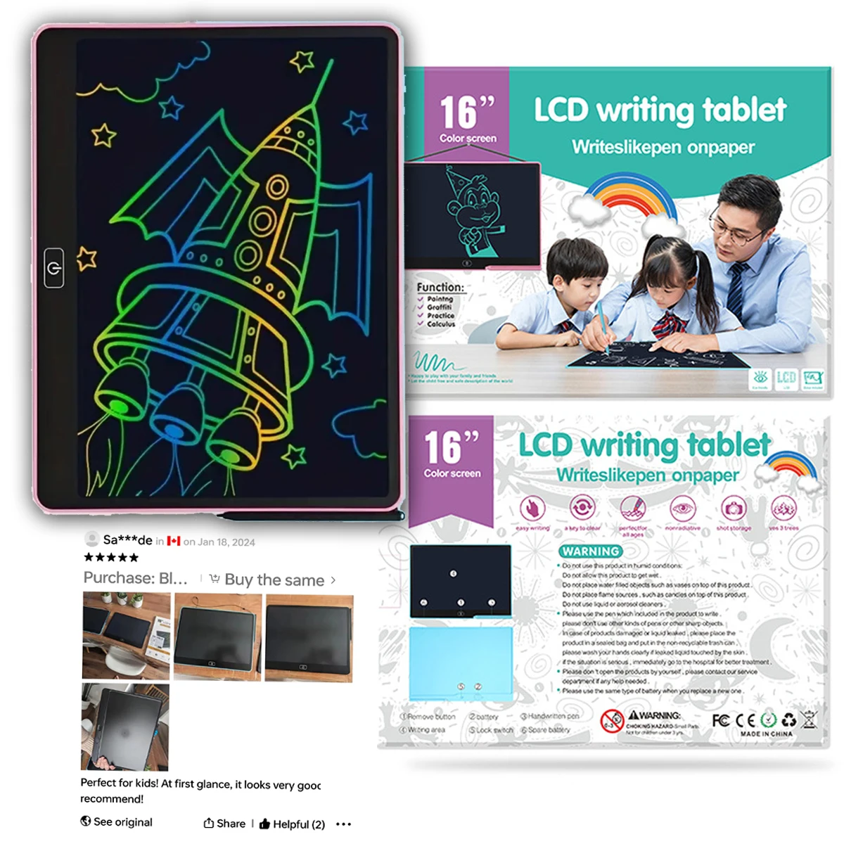 16 Inch Colorful LCD Writing Tablet Drawing BoardDoodle Board Children Drawing Pad Toys WritingPad Writing Board Smart Board