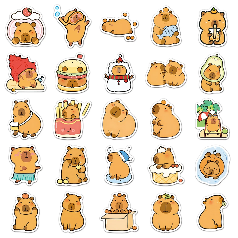 

10/30/50/100pcs Cute Animal Capybara Stickers Funny Creative Cartoon Decals Decoration DIY Luggage Phone Laptop Fridge Sticker