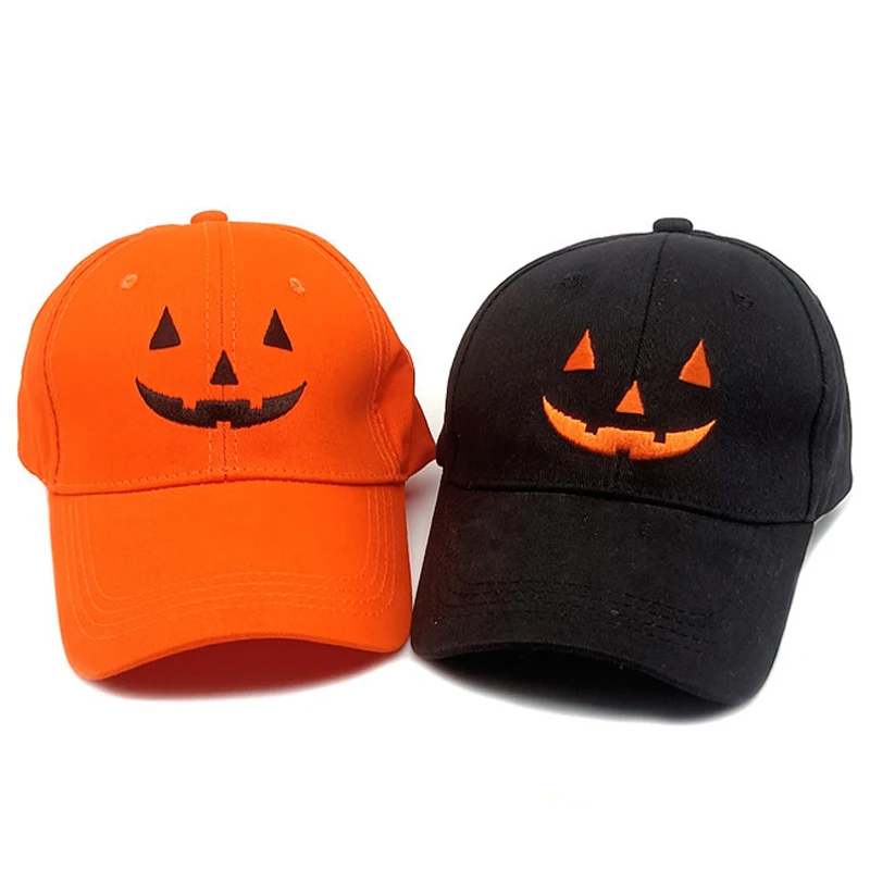 

Funny Halloween Baseball Caps Men Women Pumpkin Smiley Face Baseball Hat Wide Brim Hip Hop Casual Cap Outdoor Sports Unisex Hats