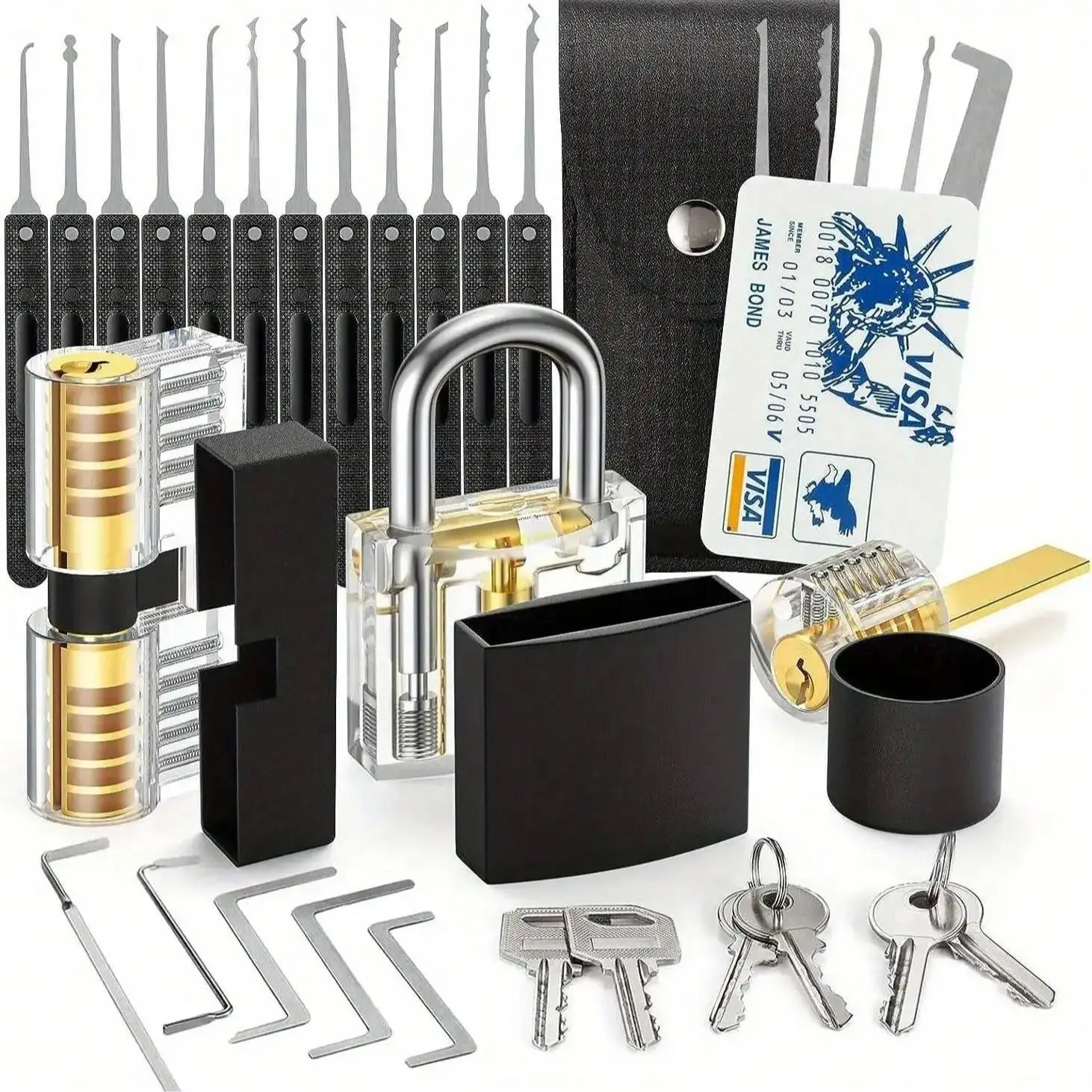 Lock Picking Practice Kit Transparent Padlock Lock Pick Set Training Tool For Locksmith Skill Learning And Practice