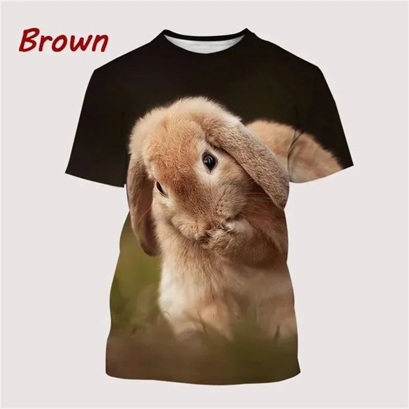 New 3d Cute Rabbit Printed Cartoon Animal Graphs T Shirts For Men Women Fashion Streetwear Short Sleeves Kid Funny Tees Tops