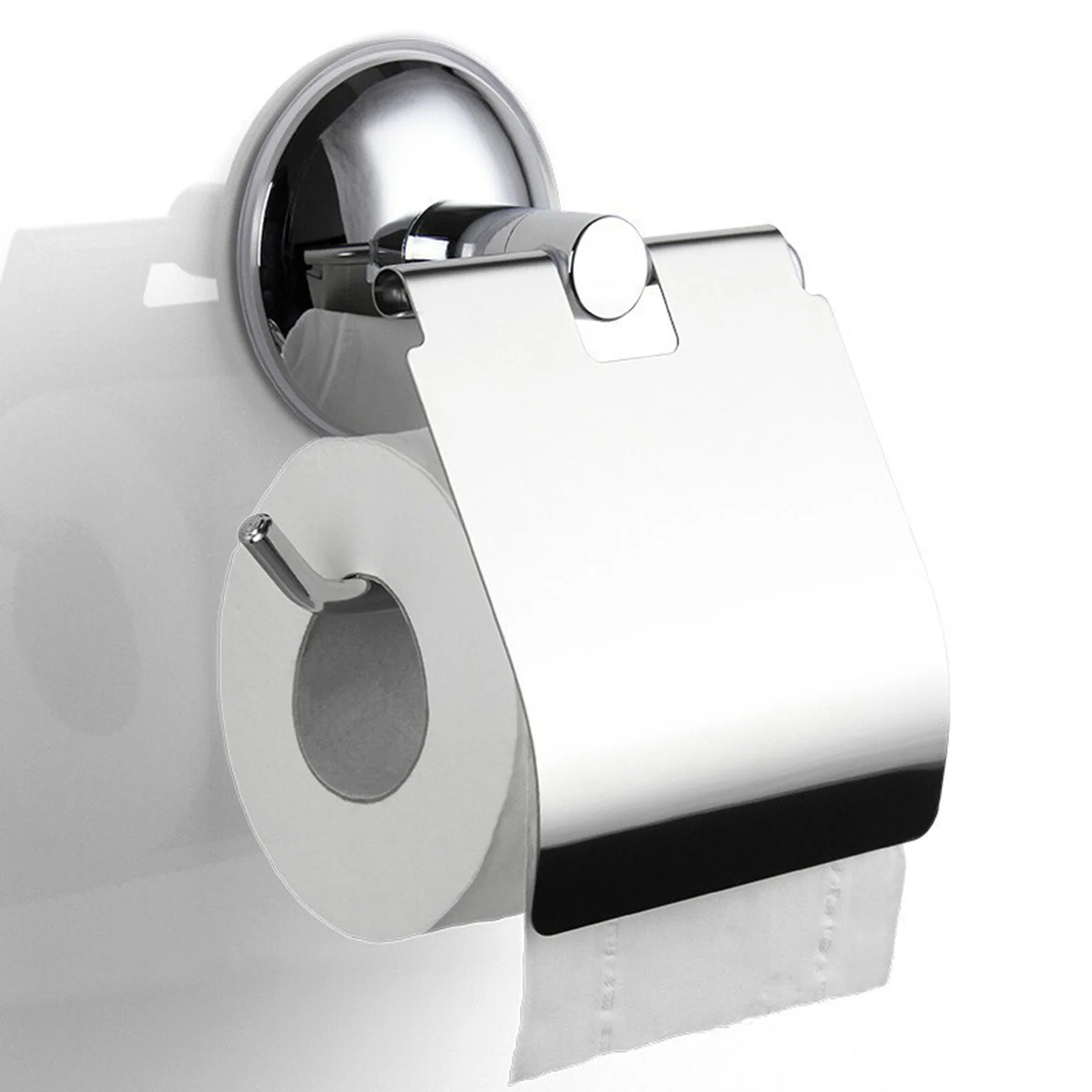 2 soportes de papel higiénico de acero inoxidable, soporte de pared de succión resistente, soporte de papel higiénico, soporte de papel para baño-AT64