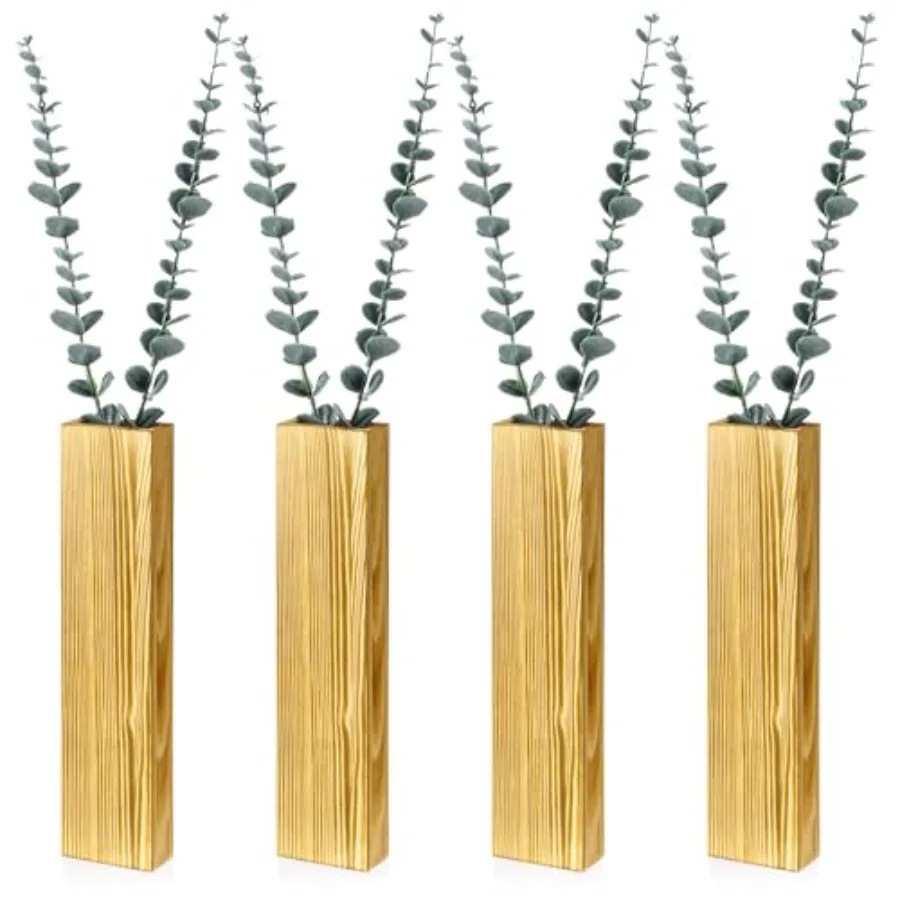 

4 Sets Wood Wall Planters for Fake Plants Artificial Plant Wood Wall Dr Wooden Pocket Hanging Vase Faux Plant Dried Flowers Mod
