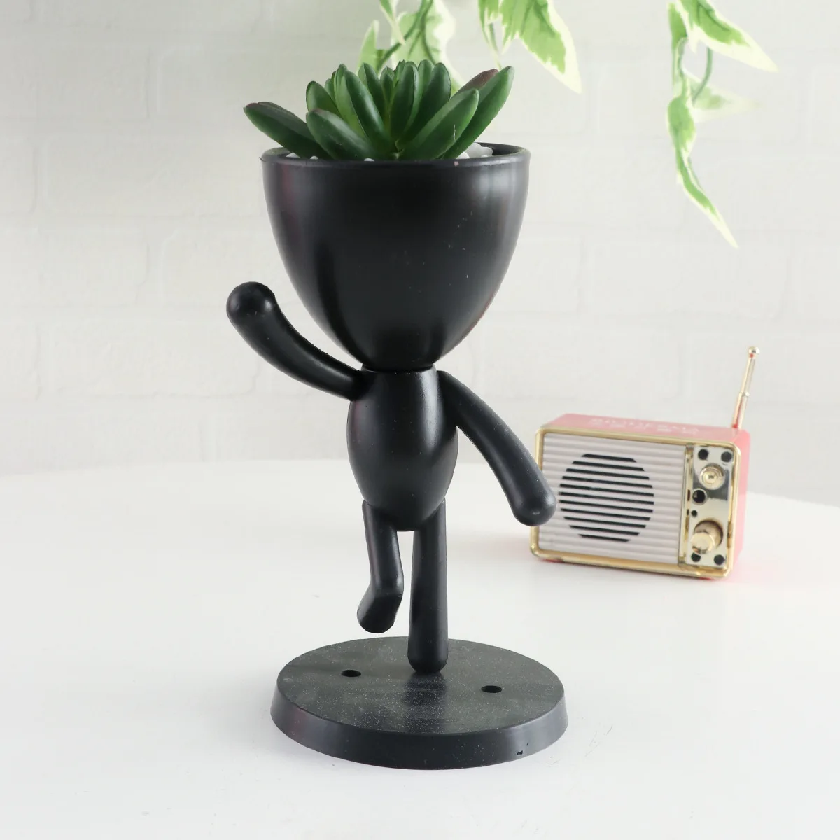 1Pc Character Shape With Plant Decoration, Personality Creative Office Simple Crafts