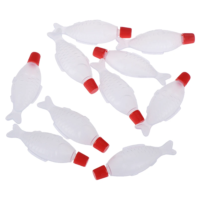 10Pcs 4ml Fish Shaped Soy Sauce Disposable Sauce Bottle Rice Ball Sushi Bottle Vinegar Bottle School Lunch Picnic Travel Hiking