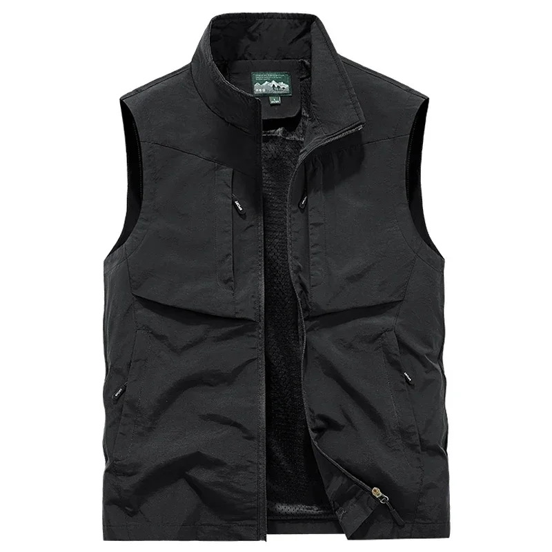 Gilet de pêche en fibre de carbone pour homme, veste d'extérieur, gilet à séchage rapide pour la chasse, la gym, le jogging, la course à pied et le sport, grande taille, 7XL, 8XL