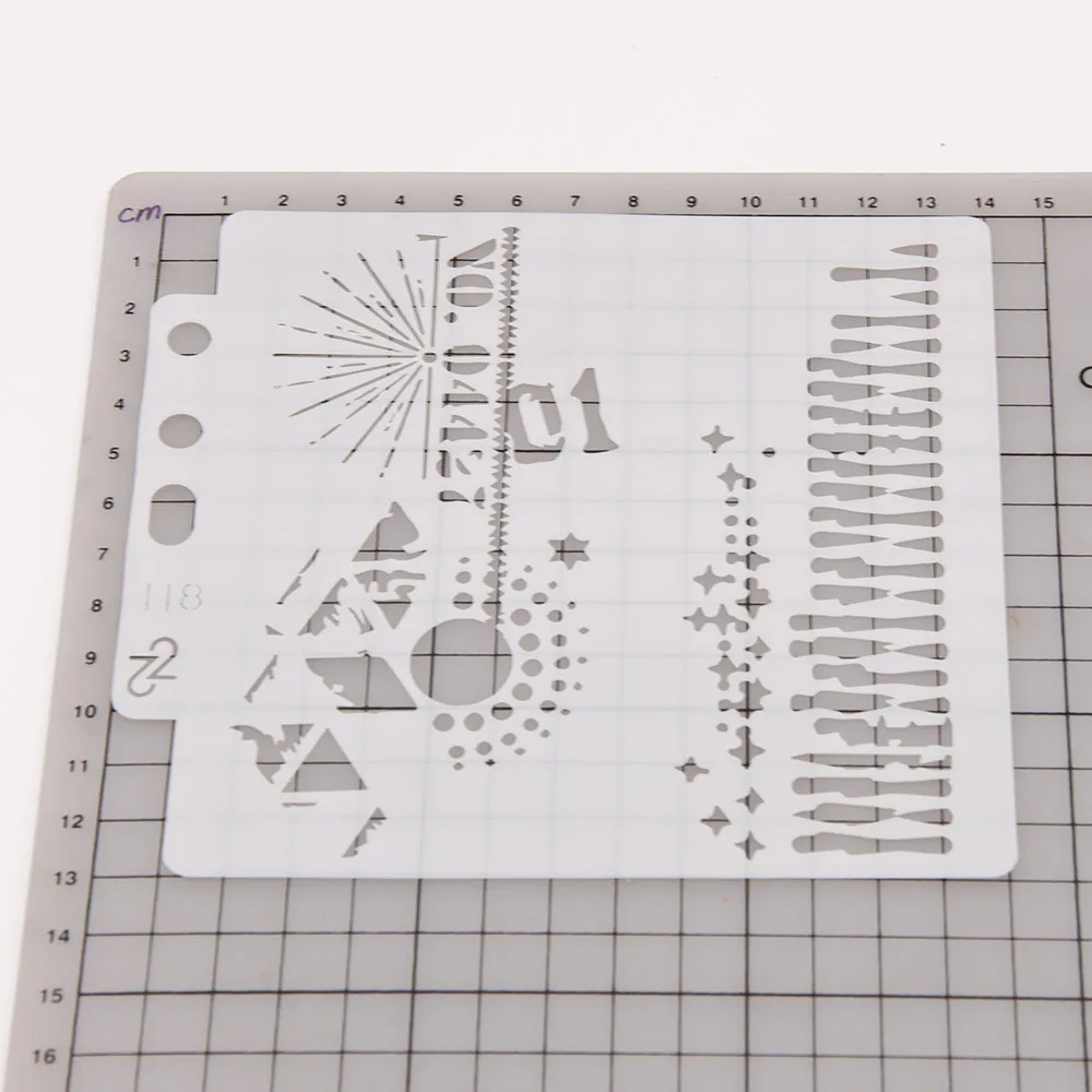 Graffiti Spray Painting Stencil Scrapbooking DIY Draw Ruler for Coffee Cake Baking Tools Wedding Card Decoration Template Mold