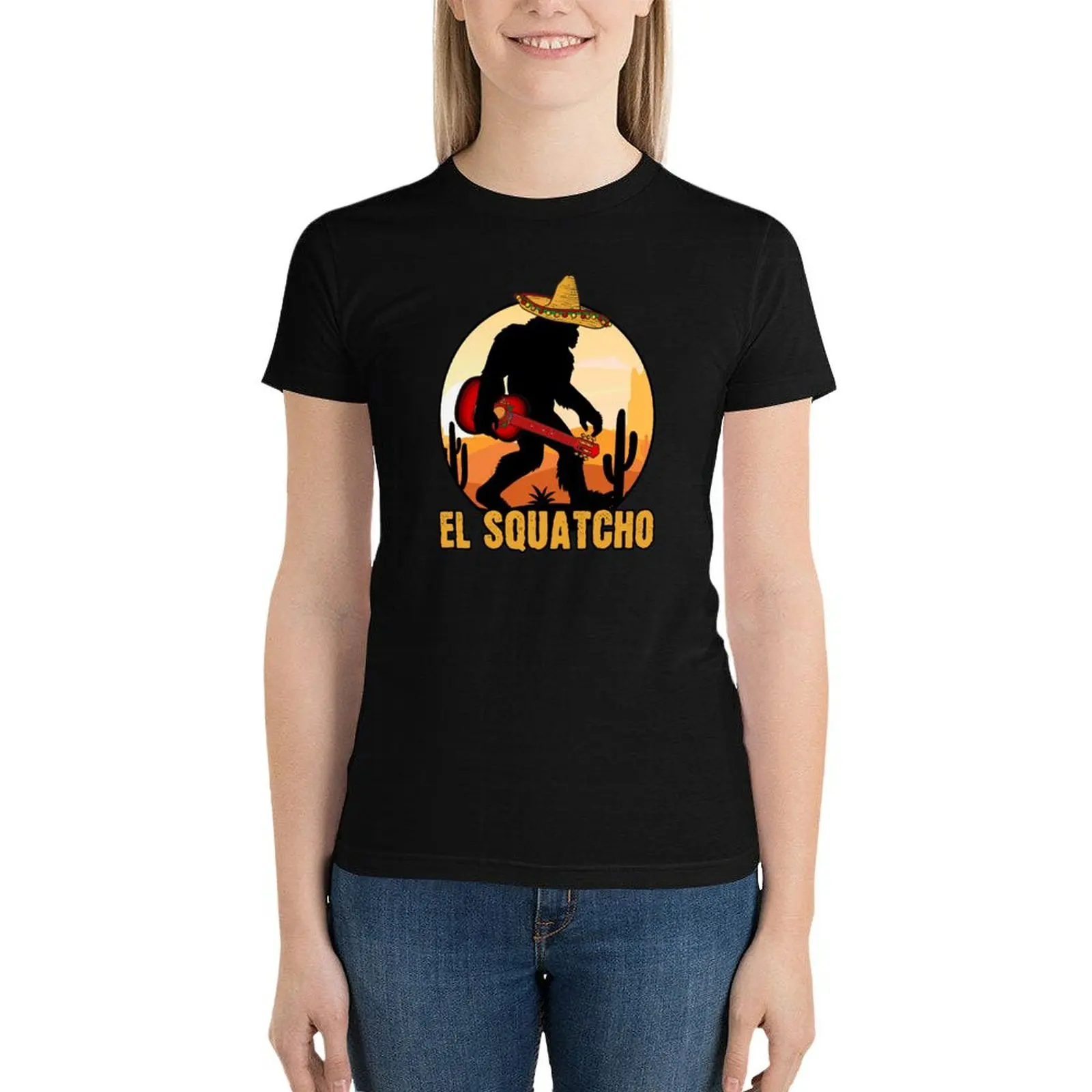 

El Squatcho Mexican Sasquatch Bigfoot T-Shirt anime clothes tops Short sleeve tee plus size t shirts for Women loose fit