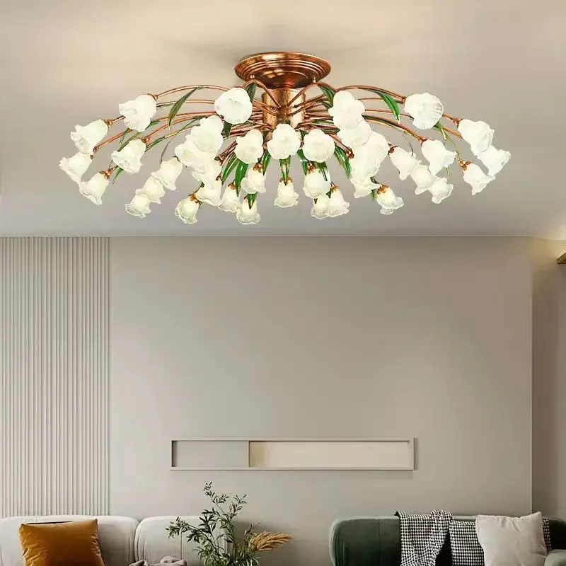 SANDYHA European Style Parlor Ceiling Lights Romantic Rustic Creative Flowers Design LED Lamps for Bedroom Study Home Decoration