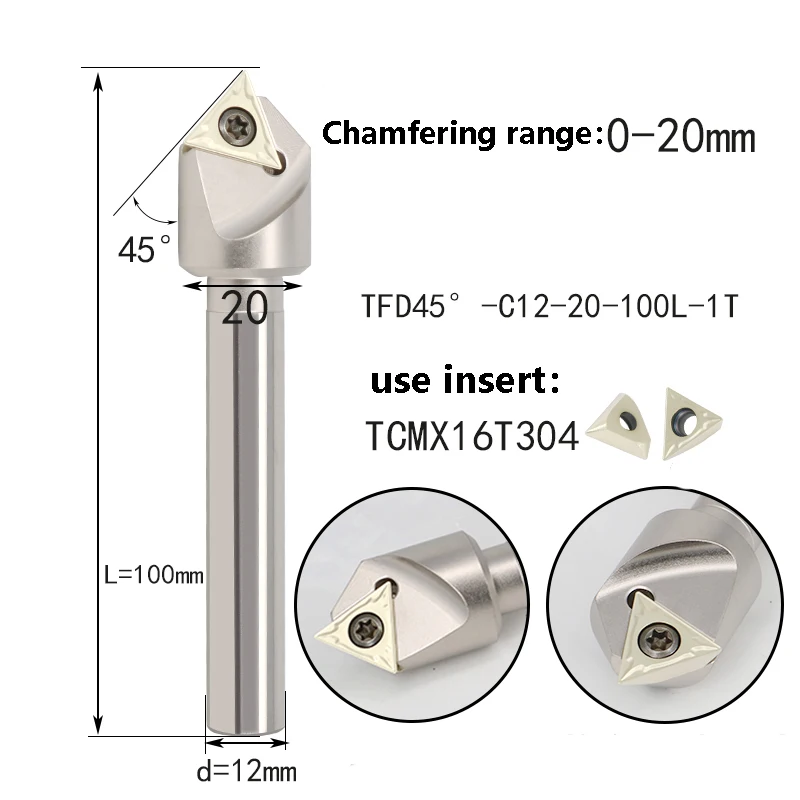 BEYOND 45 Degree B45 TFD45 C16-16-110 C12 C20 Chamfering Cutter Lathe End Mill Milling Knife CNC Holder Use Insert SPMG06 SCMT09