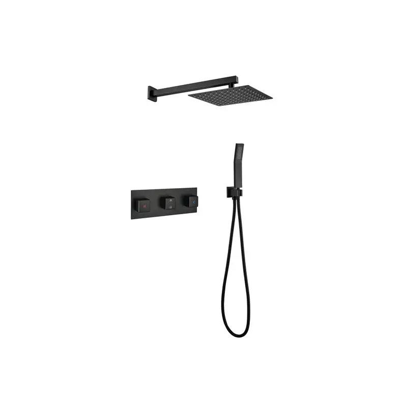

10" Matte Black Rain Shower Faucet Set with Handheld Sprayer, Luxury Rain Mixer Combo for Bathroom