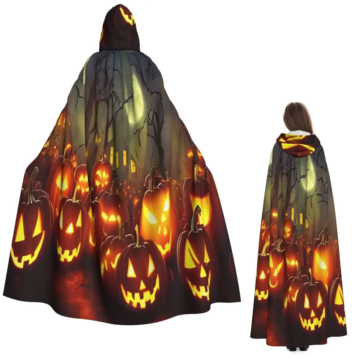 

Хэллоуин Джек-О-Лантон тыква длинный плащ с капюшоном ведьма средневековый костюм косплей накидка Хэллоуин пальто для взрослых унисекс