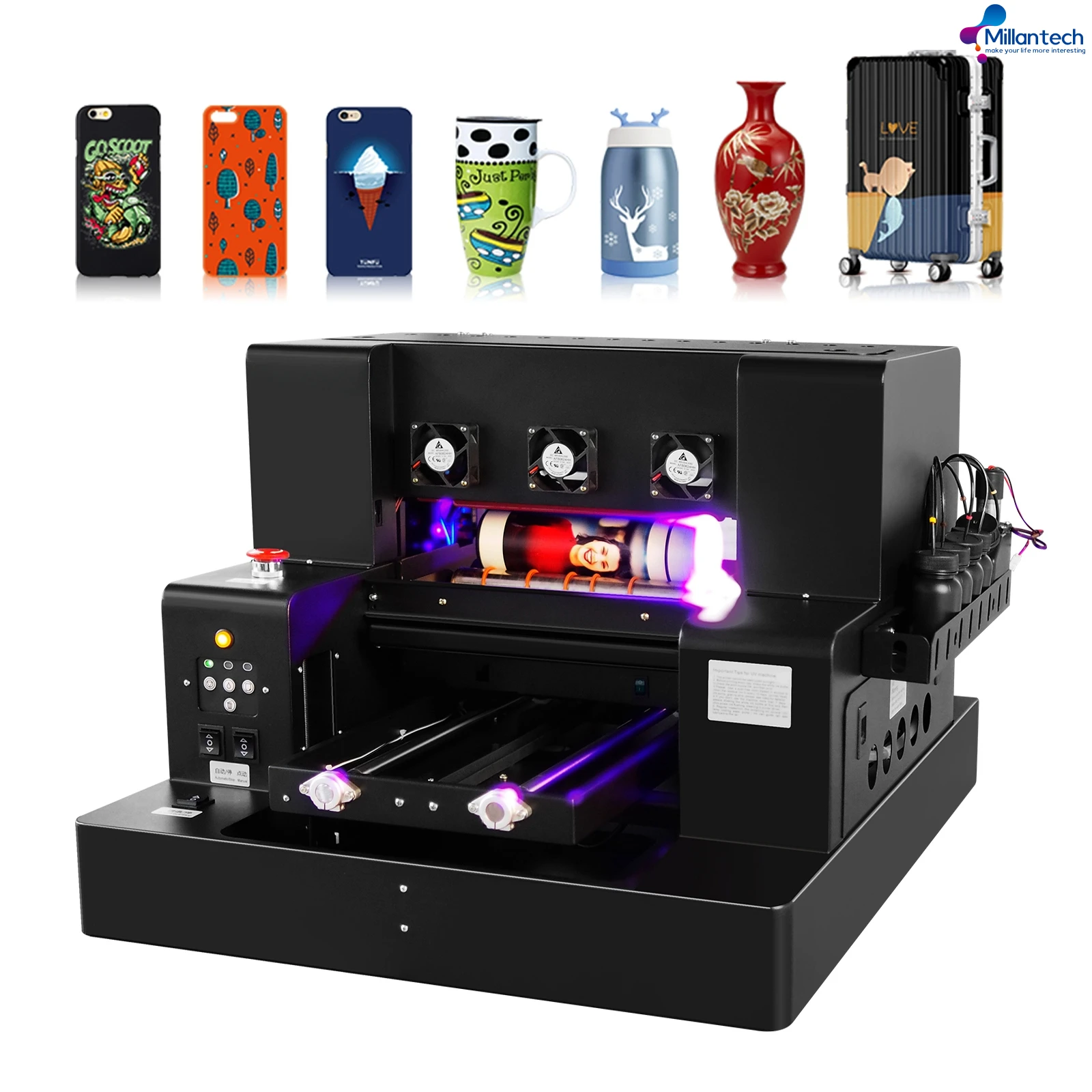 Suitable for mobile phone case, pen, acrylic, leather, multi-color inkjet printer A3 A4 UV printer