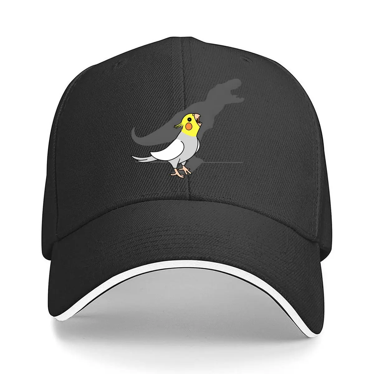Screaming Cockatiel Parrot Dinosaur Shadow Funny Hip Hop hat Fashion Outdoor Sports Sandwich Baseball Cap