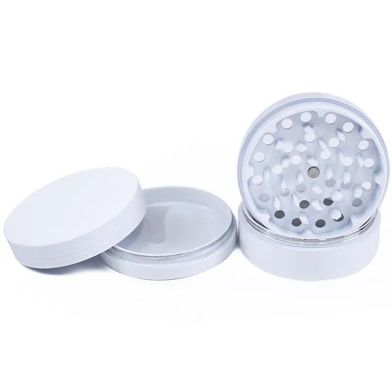 63mm White NON-Stick Ceramic Coated Herb Grinder Tobacco Smoke Herbal Crusher Spice Mill Shredder 4-Layer Smoking Accessories